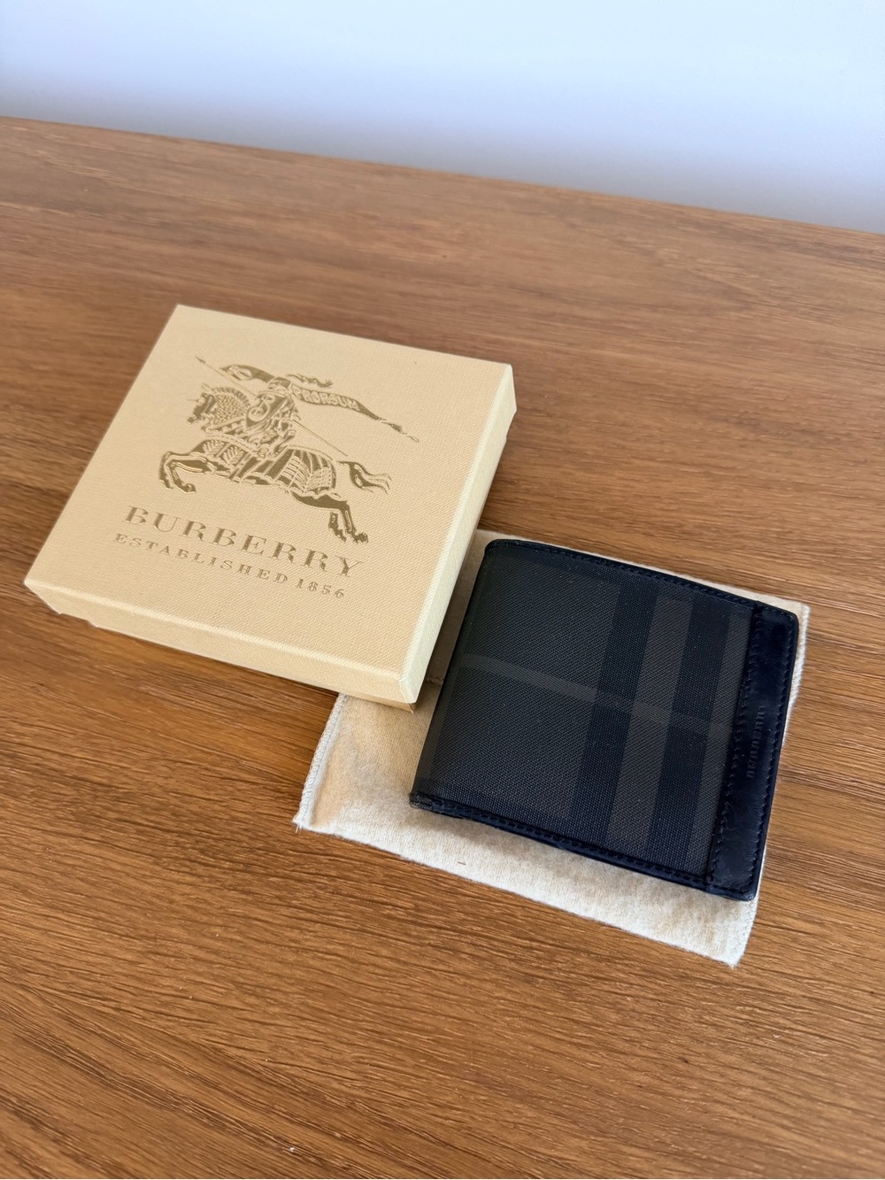 Burberry Black Check Money Clip Wallet